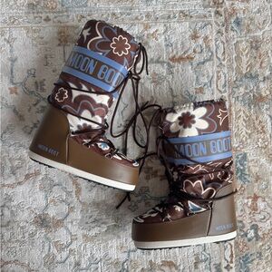 MOON BOOT Icon Floral Brown Boots